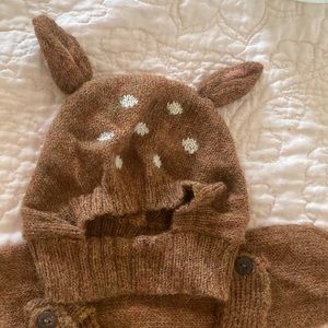 Oeuf Alpaca Fawn Jumper, Balaclava Hat and Neck Warmer; Like New, 6-12 months.